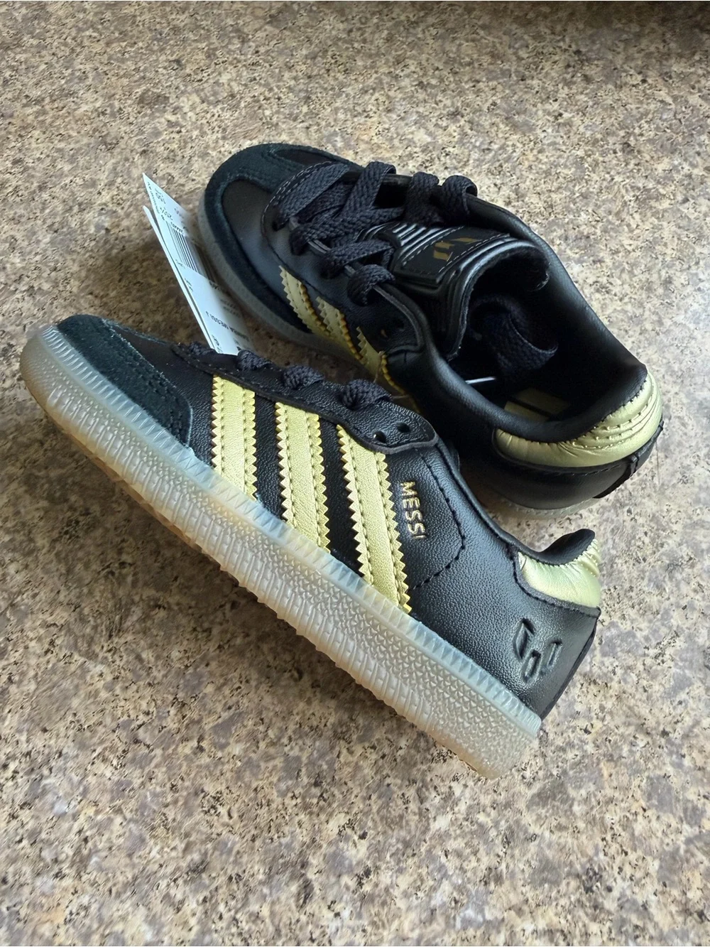 adidas Kids Black and Pale Yellow Messi Sneakers